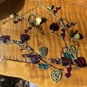 Glass works studio style charm vintage heart locket necklace